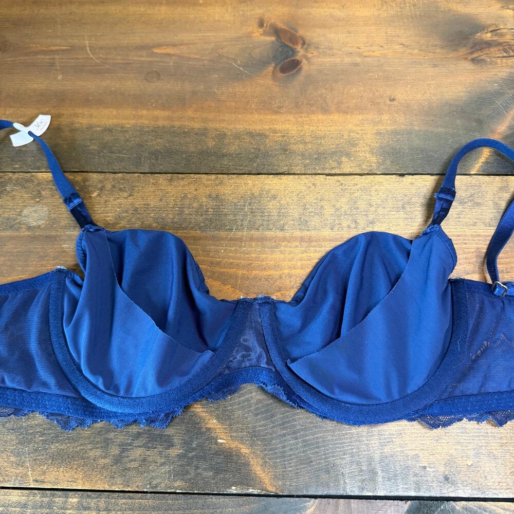 Victorias Secret Dream Angels Wicked Unlined Uplift Smooth Lace Blue Bra 36C - Picture 5 of 11
